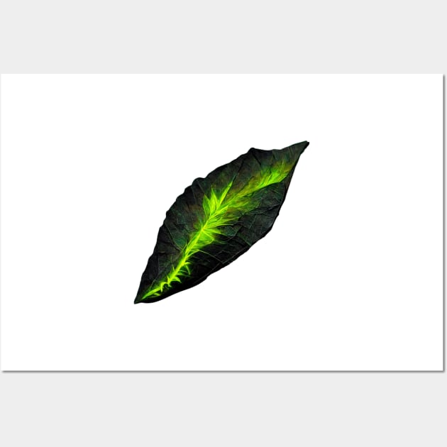 Dark Leaf Florescent Wall Art by JequiPrint